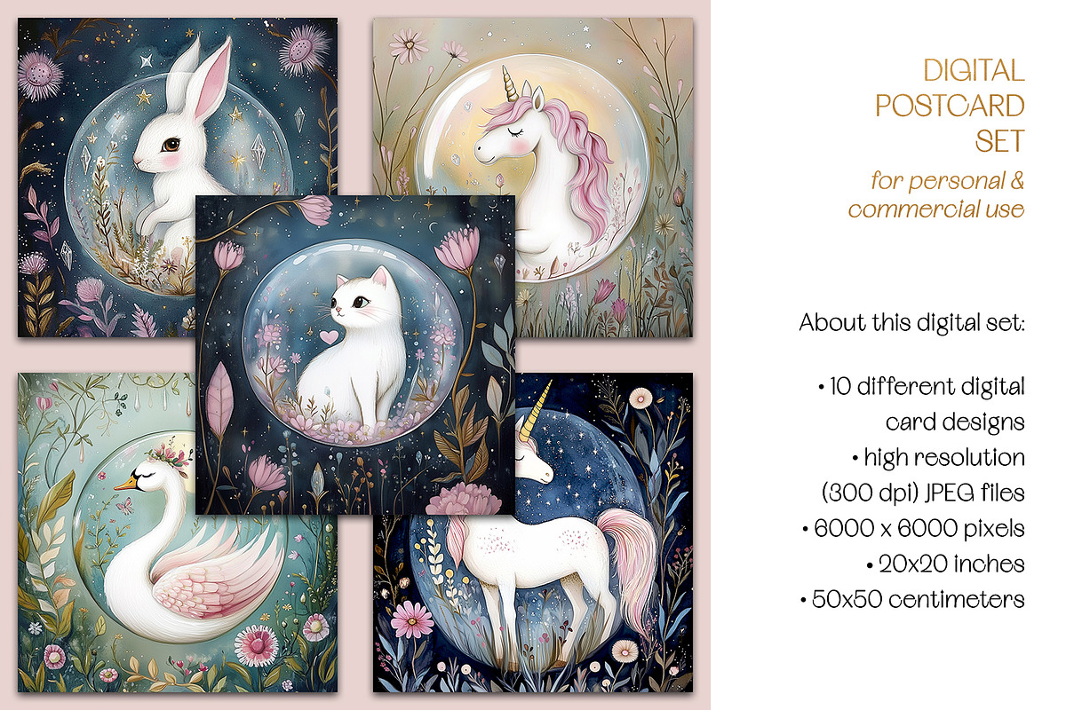 Spring Crystal Fantasy Postcards, an Animal Illustration by The Dutch Lady Designs (Photo 5 of 6)