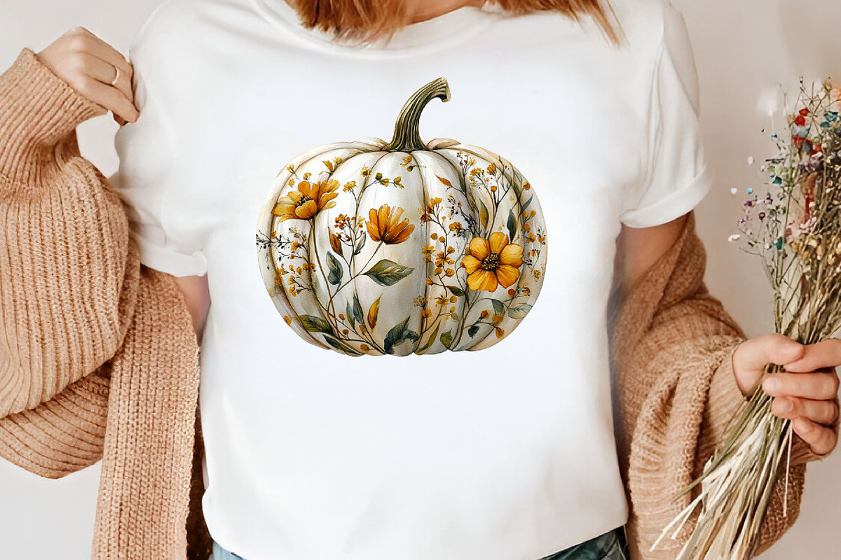 Floral Fall Pumpkin Clipart, an Illustration by Canvas Craft (Photo 5 of 8)