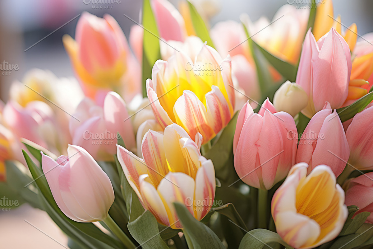 Bouquet of tulips. 56 images, a Holiday Photo by Handmadefont (Photo 9 of 11)