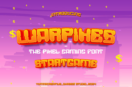 Warpixes - Pixel Gaming Font, a Font by Dhabee