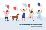 Cute kids and dog with balloons set, a Person Illustration by Good Studio (Thumbnail 1 of 3)
