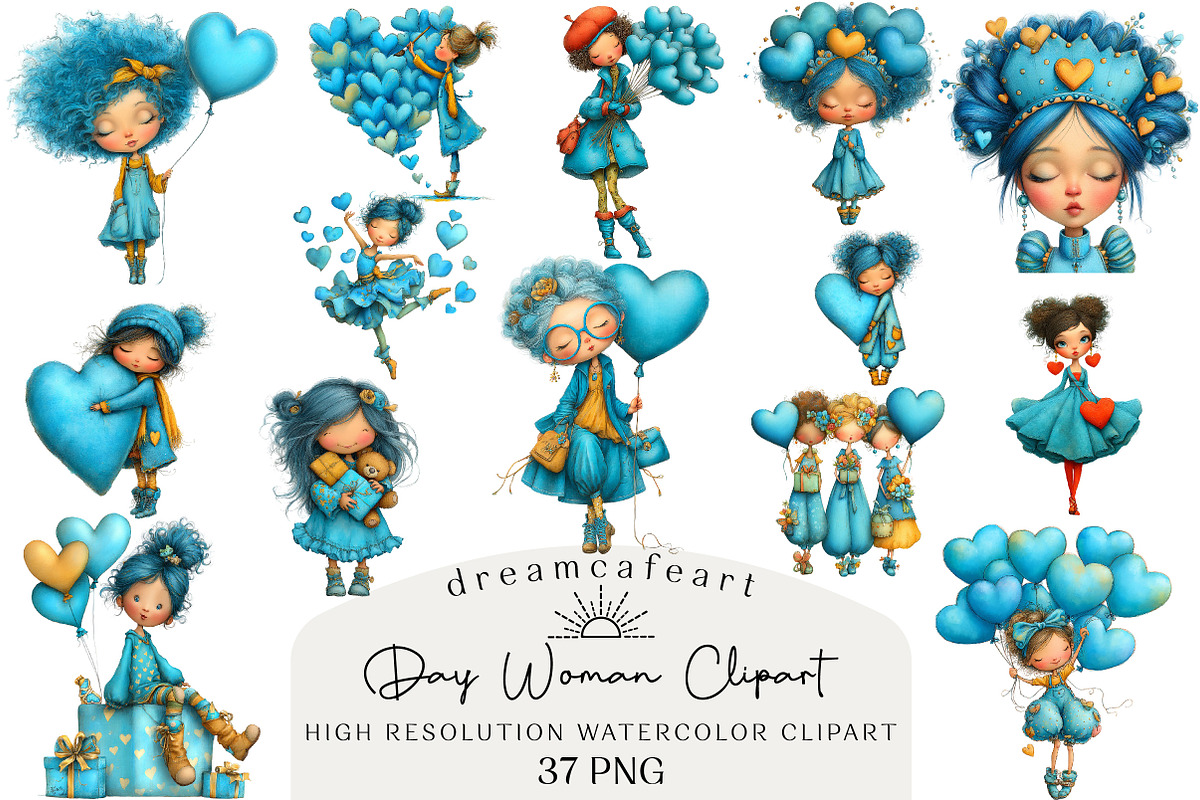 Quirky Valentine Day Woman Clipart, an Illustration by DreamCafeArt (Photo 7 of 7)
