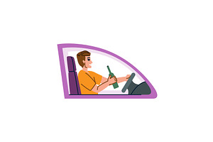 Irresponsible man drinking alcohol, a Transportation Illustration by pikepicture