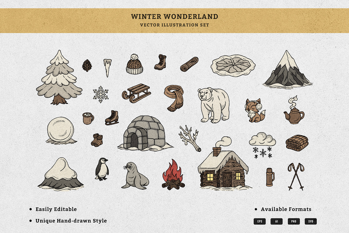 Winter Wonderland Vector Set, an Illustration by MEANDSTUDIO (Photo 1 of 8)