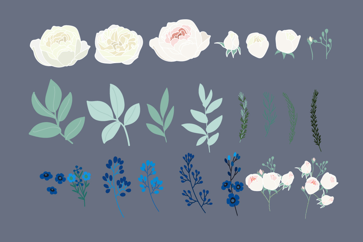 Blue flower hand drawn vector, a Decorative Illustration by MooBeer (Photo 2 of 7)