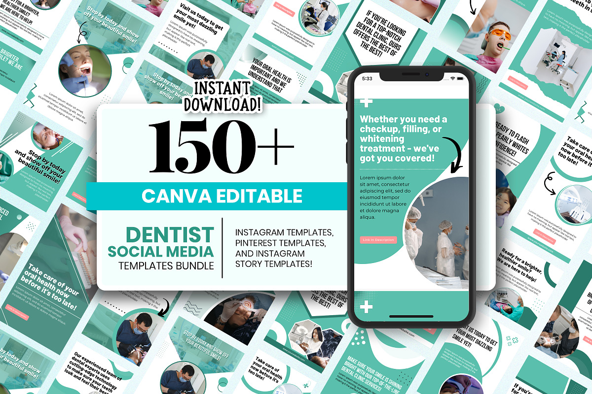 Dental Social Media Template Bundle, a Presentation Template by Snapybiz (Photo 3 of 9)