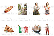 Watercolor Italy Clipart, Food Pizza, an Illustration by BrushstrokeArtGB (Thumbnail 6 of 9)