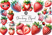 Watercolor Strawberry Clipart, an Illustration by SinaCreation (Thumbnail 1 of 5)