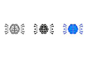 Pixelated Brain Icon Set, an Object Illustration by Gentle Studio