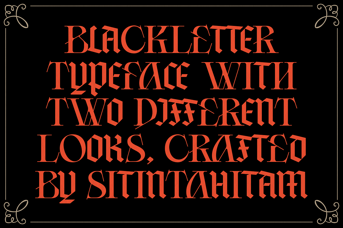 Chroma Jeans, a Blackletter Font by Sitintahitam (Photo 2 of 9)