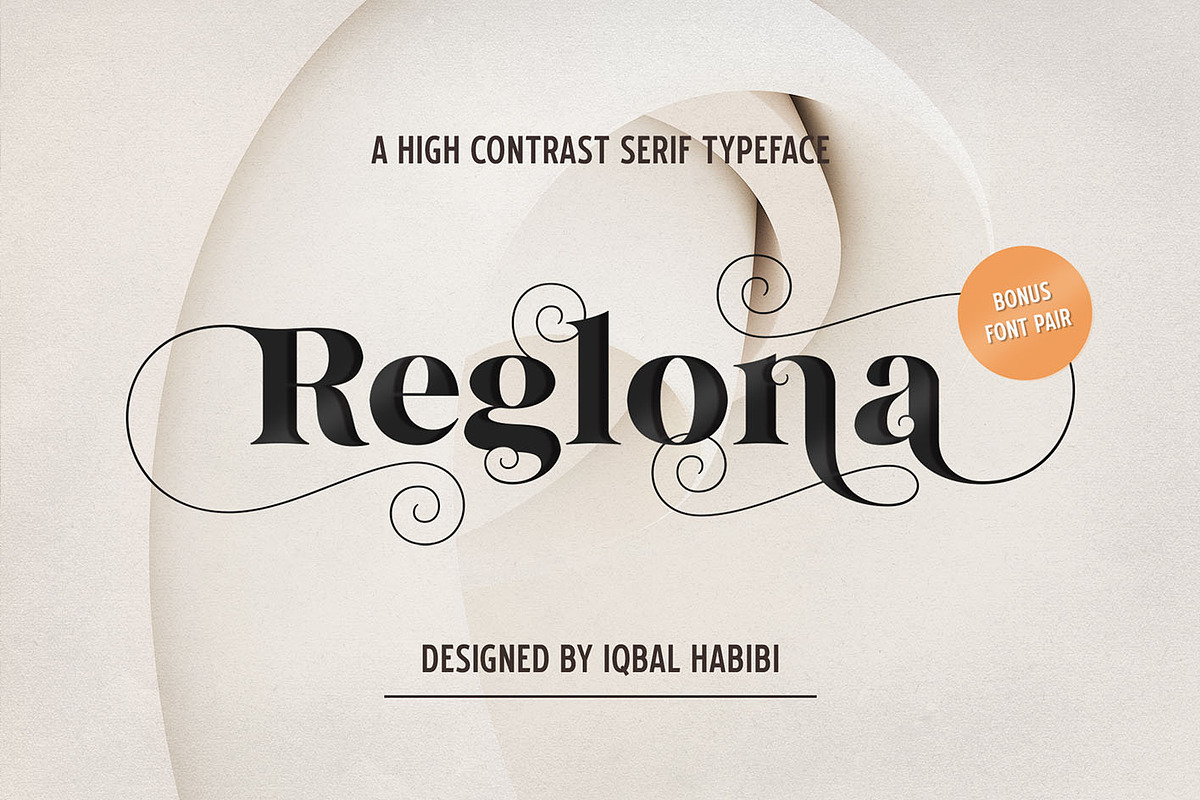 Reglona - High Contrast Serif, a Serif Font by iqbal habibi (Photo 1 of 14)