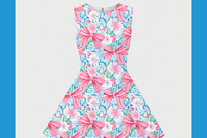 Preppy Pink Bows And Flowers Print