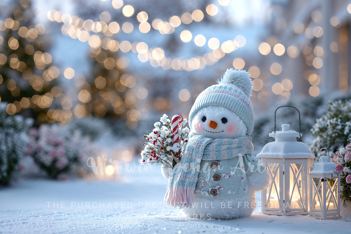 Pastel Snowman Digital Backdrop, a Background Photo by Winwin Design Art (Photo 4 of 8)