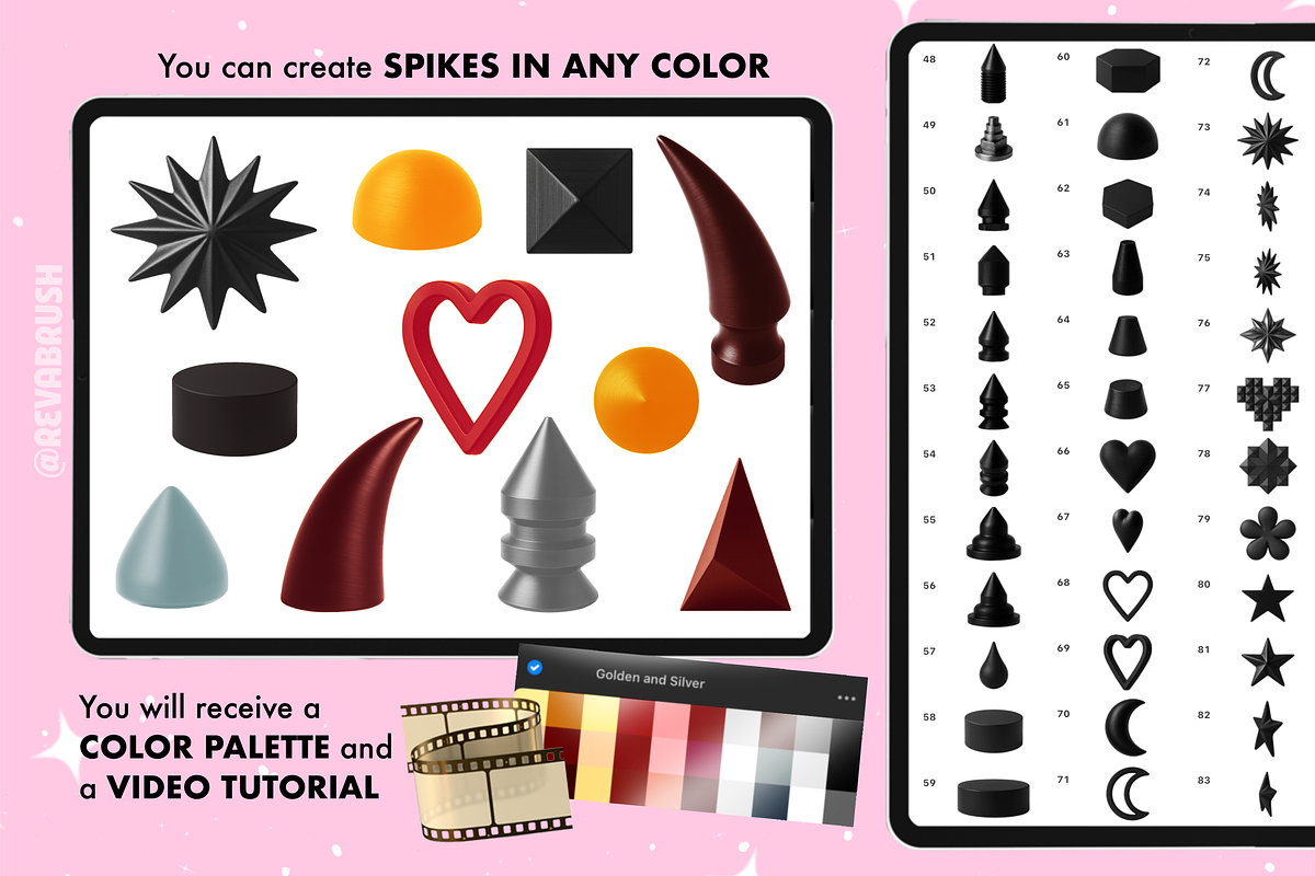Procreate Spike Metal Stamp Brushes, a Brush Add-On by Revabrush (Photo 6 of 7)