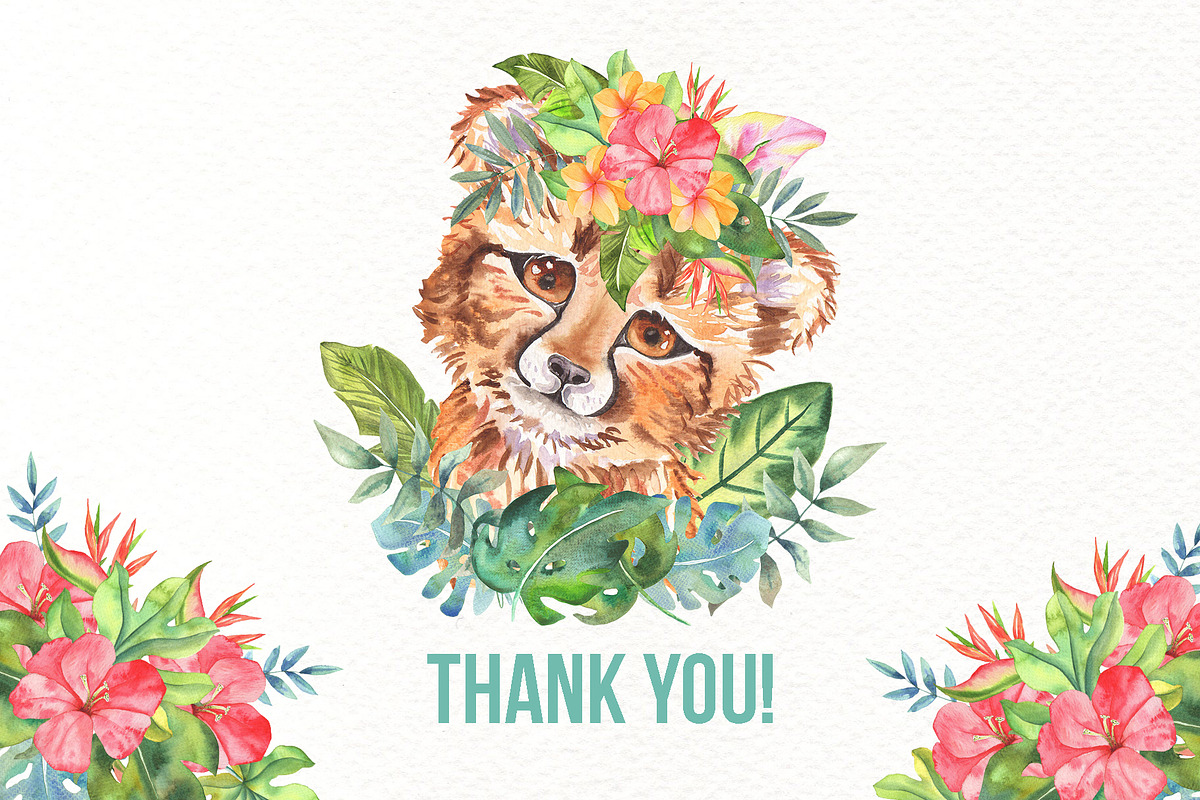 Watercolor Tropical Party, an Animal Illustration by TanataDesign (Photo 13 of 13)