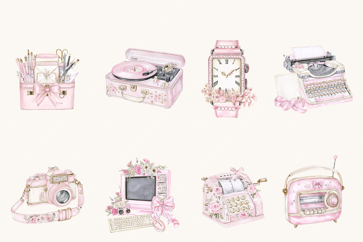 Watercolor Pastel Devices Clipart, a Technology Illustration by BusyDaydesign (Photo 2 of 9)