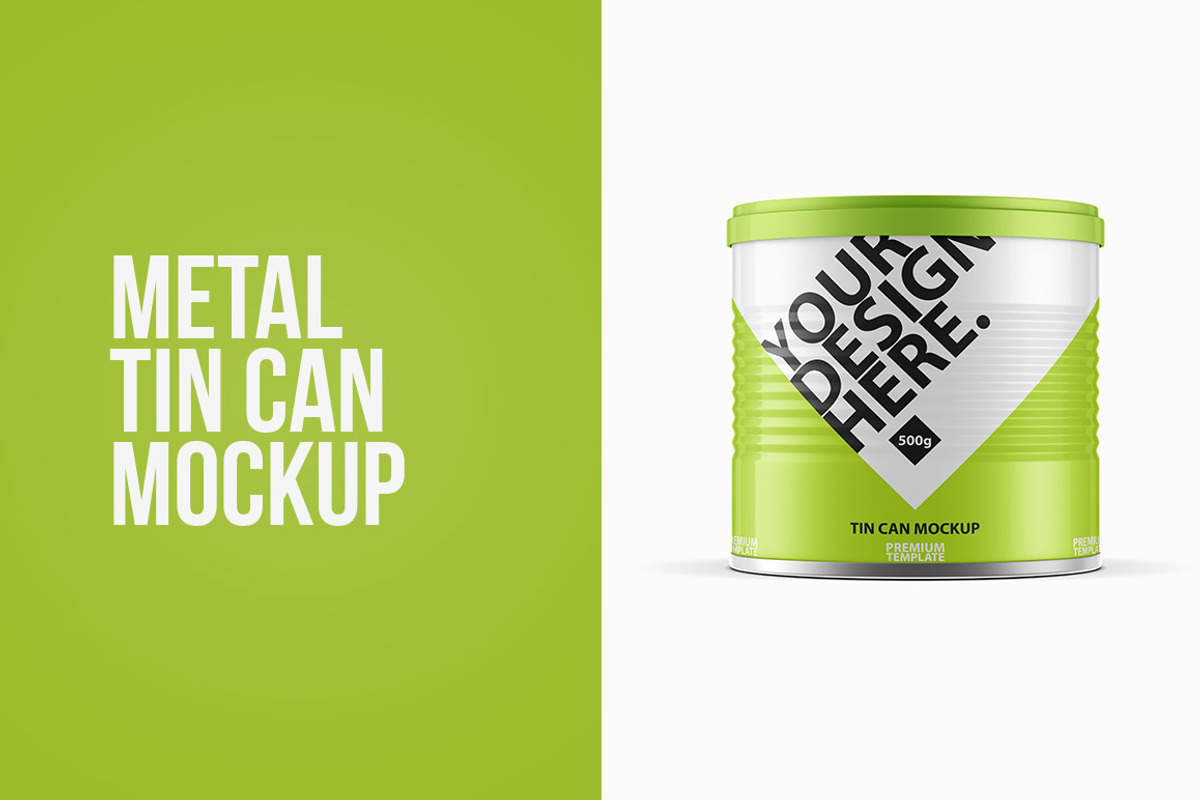 Metal TIN CAN PSD Mockup, a Cups & Container Mockup by GreatFruit (Photo 1 of 6)