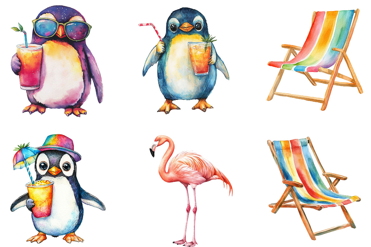 Watercolor Vacation Vibe Clipart PNG, an Illustration by Designking (Photo 2 of 5)