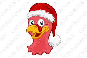 Turkey In Santa Hat Christmas, an Illustration by Christos Georghiou