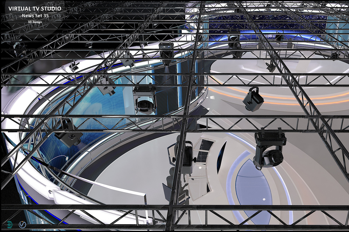 Virtual TV Studio News Set 35, an Architecture 3D Model by akerStudio (Photo 26 of 39)