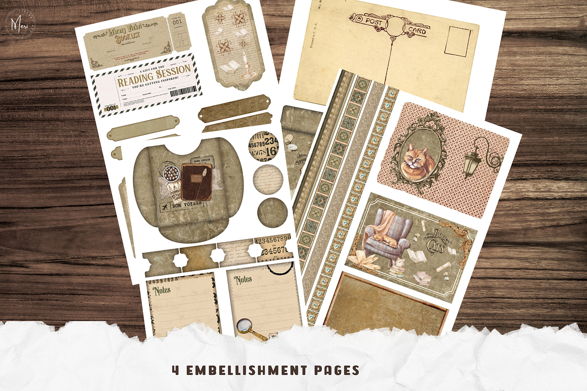 Books and Cats junk journal, a Decorative Illustration by meribela (Photo 5 of 6)