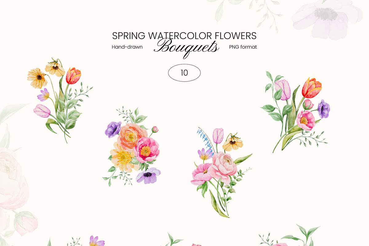 Spring Garden watercolor flowers, a Decorative Illustration by Yuliia Lashevska (Photo 4 of 13)