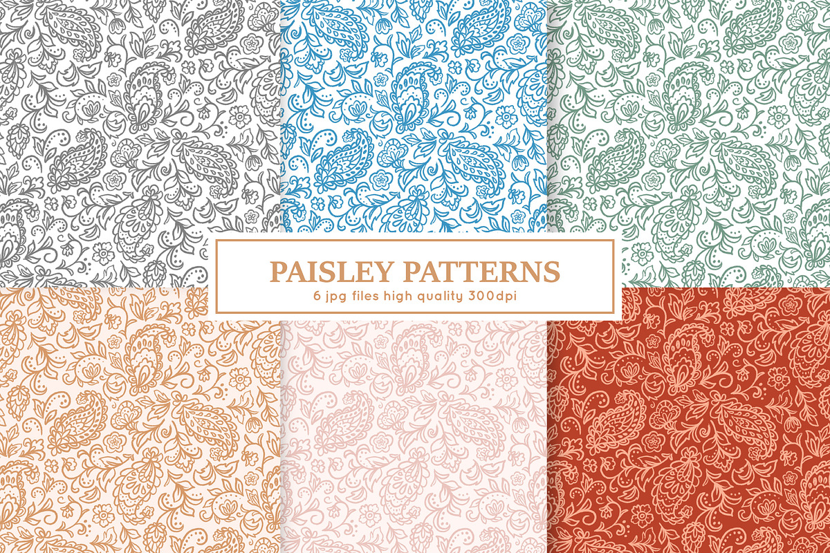 Paisley design pattern set, a Pattern Graphic by Viaireshop (Photo 1 of 7)