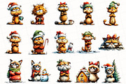 Quirky Christmas Grumpy Cat Clipart, an Illustration by OK Design (Thumbnail 2 of 6)