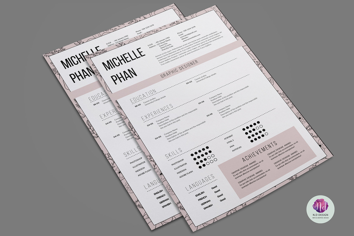 1 page resume template, a Resume Template by Chic templates (Photo 3 of 4)
