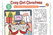 Cozy Girl Christmas Coloring Pages, a Seasonal Illustration by Design Station (Thumbnail 1 of 4)