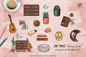 Bohemian Vibes Clipart Kit