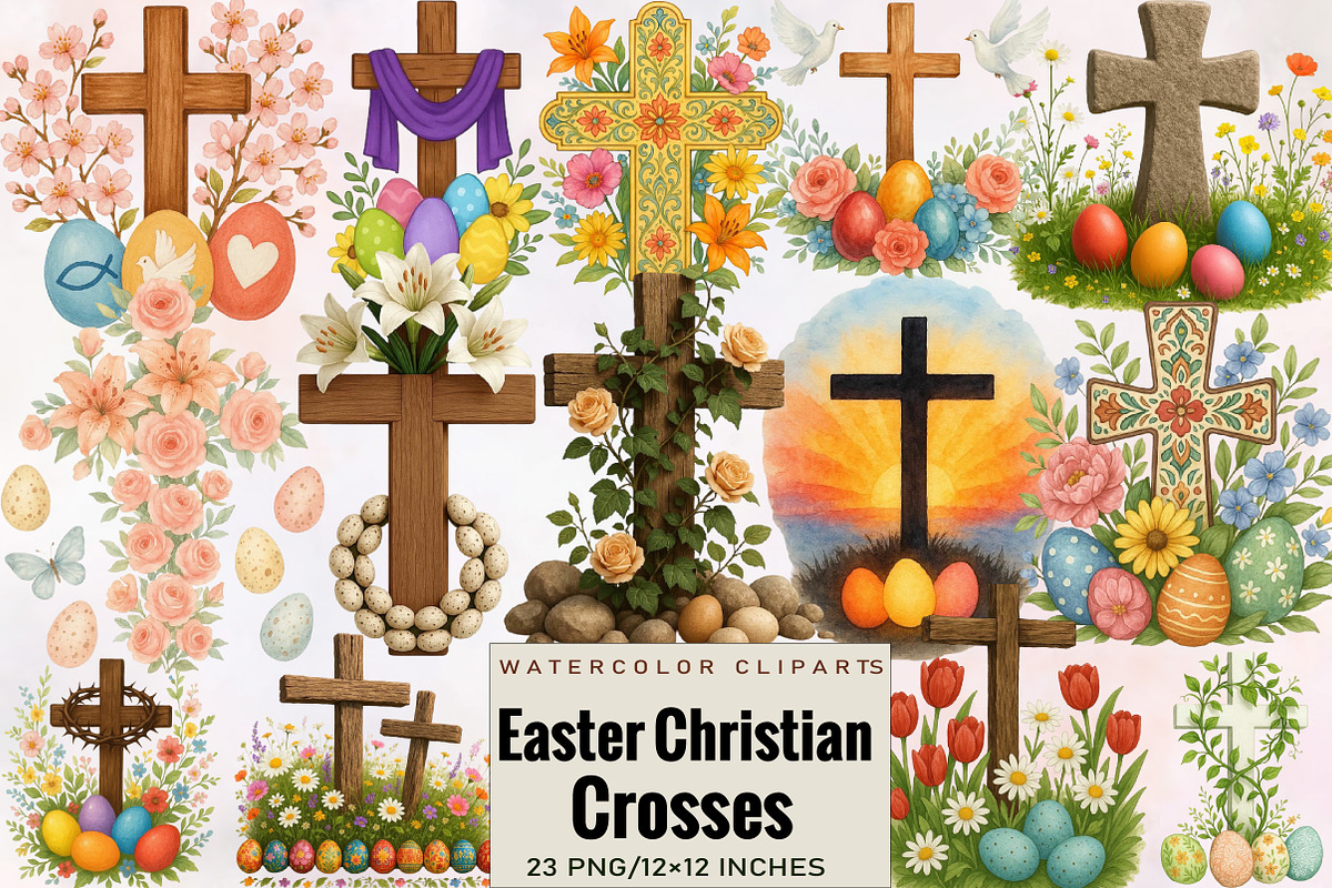 Easter Christian Crosses Sublimation, an Illustration by SVGArt (Photo 1 of 8)