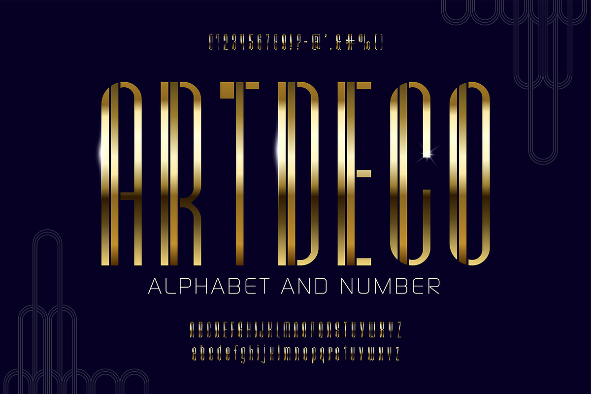 Golden Art Deco Font Set, a Graphic by Pro_Vector (Photo 2 of 3)