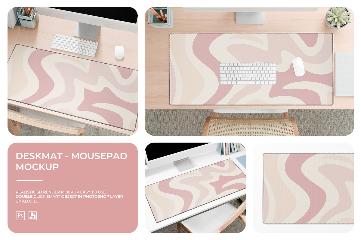 Deskmat - Mousepad Mockup, an Advertising Mockup by Alolieli Studio (Photo 1 of 5)