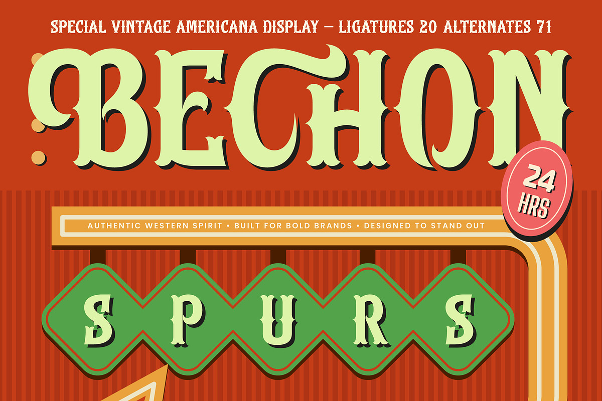 Bechon Spurs Special Vintage Display, a Slab Serif Font by timelesstype.co (Photo 1 of 15)