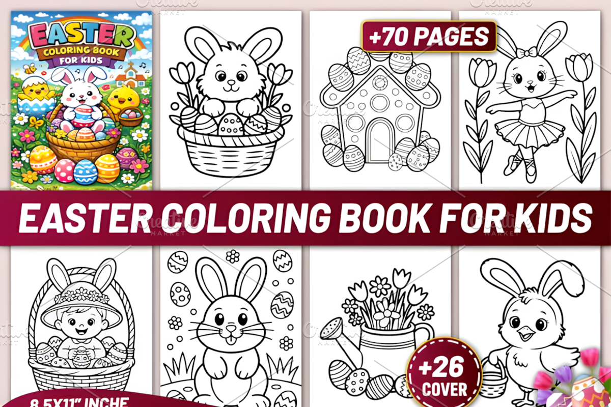 EASTER COLORING BOOK for KIDS, a Seasonal Illustration by Ink Gallery (Photo 1 of 5)