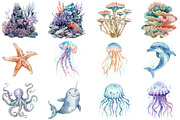 Watercolor Under the Sea Clipart, an Illustration by DreamCafeArt (Thumbnail 2 of 8)