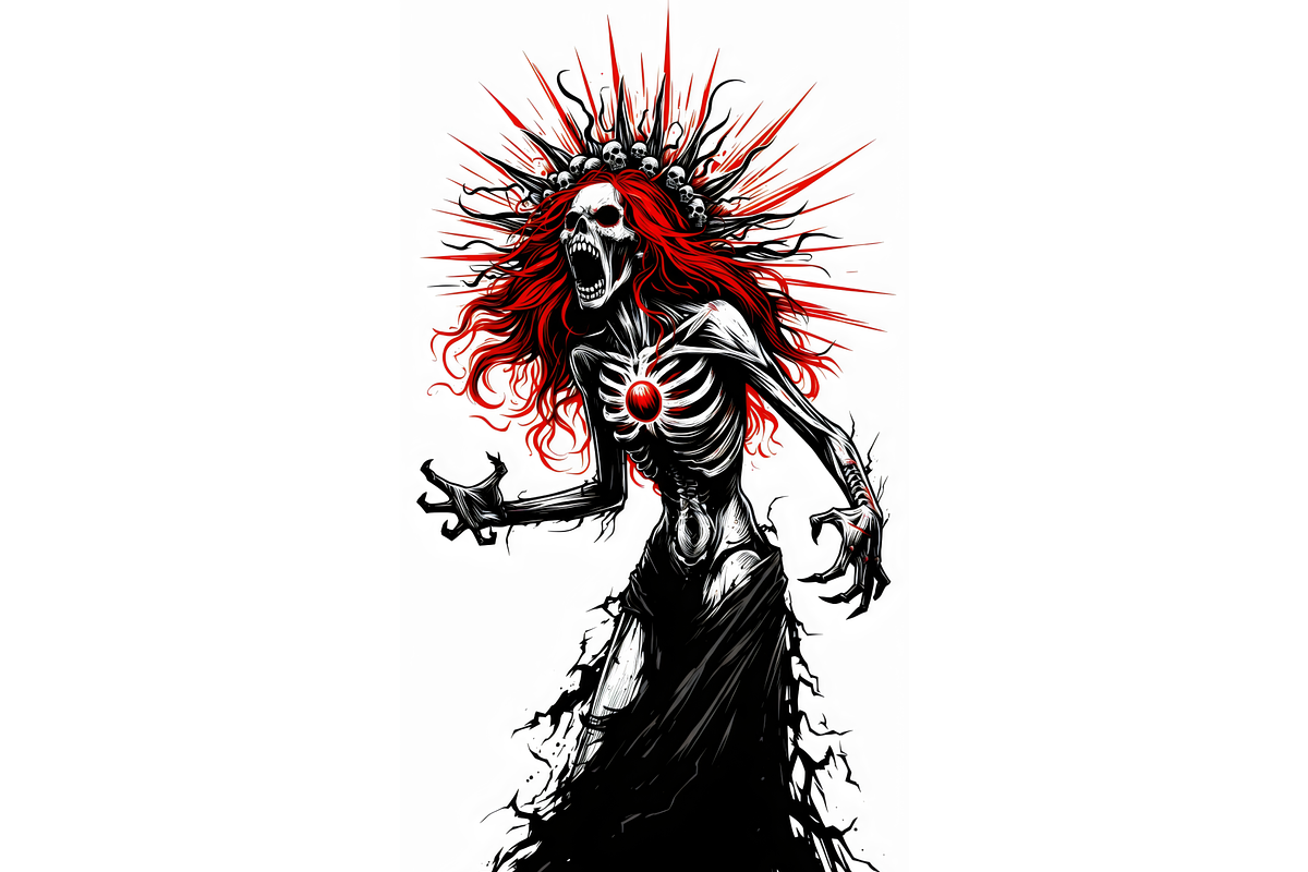 Gothic Red-Haired Monster Tattoo, a Person Illustration by Miira