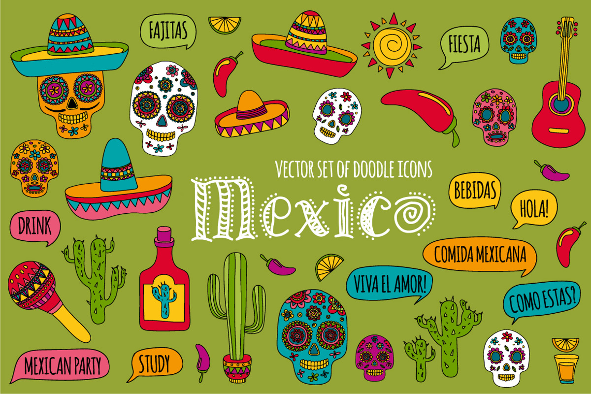 Vector Mexico icons, a Pattern Graphic by Art Loft (Photo 1 of 7)
