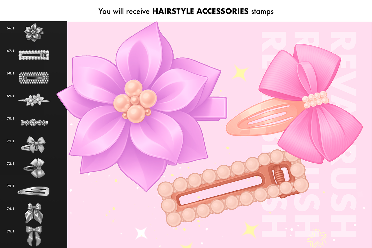 Procreate Hair Female Portrait brush, a Brush Add-On by Revabrush (Photo 6 of 8)