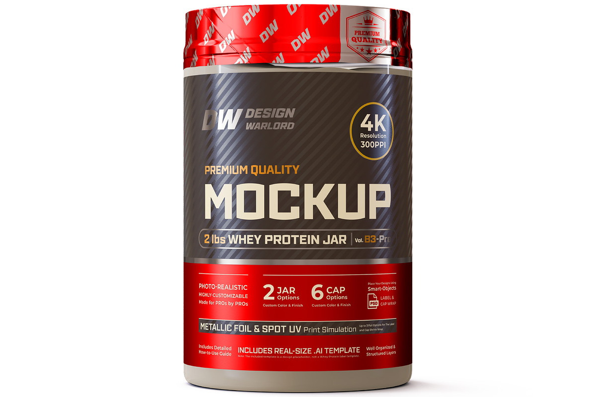 2lb Whey Protein Jar Mockup B3-Pro, a Packaging Mockup by Design Warlord (Photo 1 of 16)