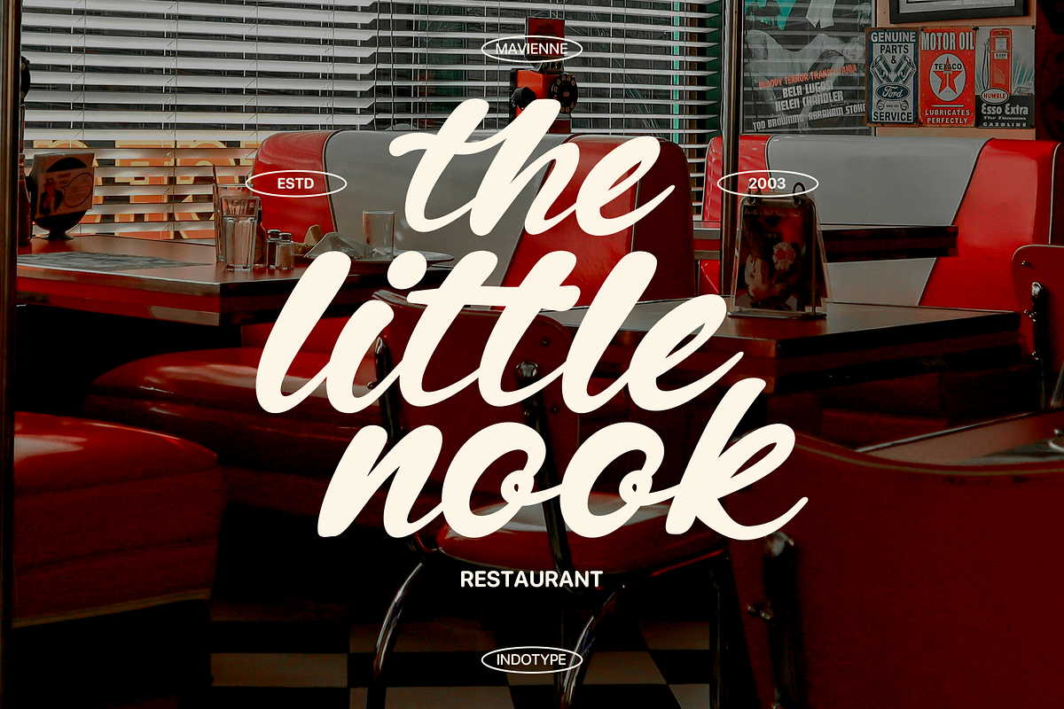 Mavienne - Retro Script Bold Font, a Script Font by Indotype Foundry (Photo 10 of 10)