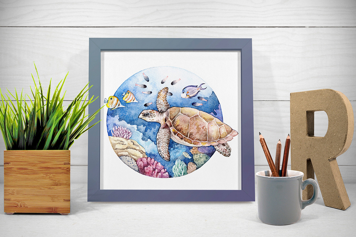 Watercolor Animals of the Ocean, an Animal Illustration by Green_leaf_17 (Photo 3 of 5)