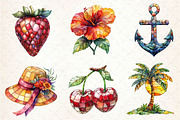 Stained Glass Summer Clipart, an Illustration by Dream Creation (Thumbnail 3 of 6)