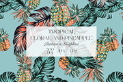 Tropical Leaf and Pineapple Pattern, a Pattern Graphic by StudioGlouna (Thumbnail 1 of 5)