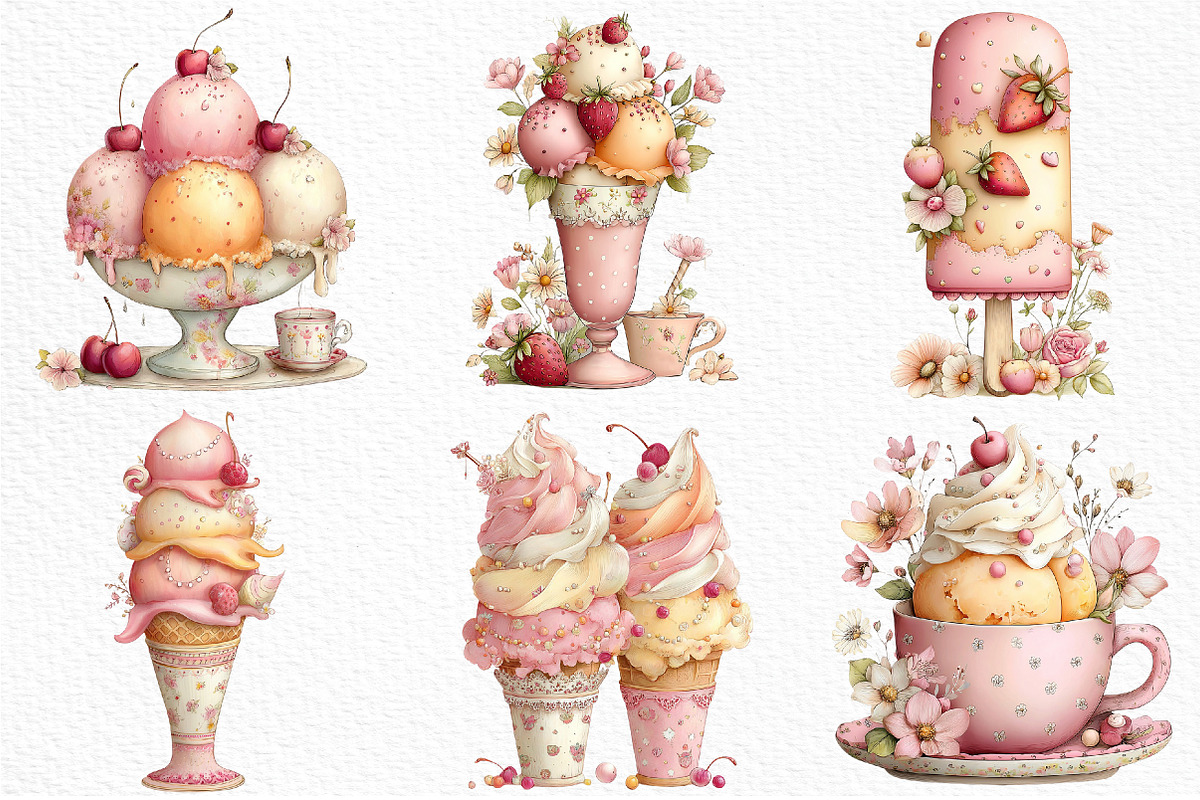 Summer Treats Ice Cream Clipart, an Illustration by Craft Nest (Photo 5 of 12)