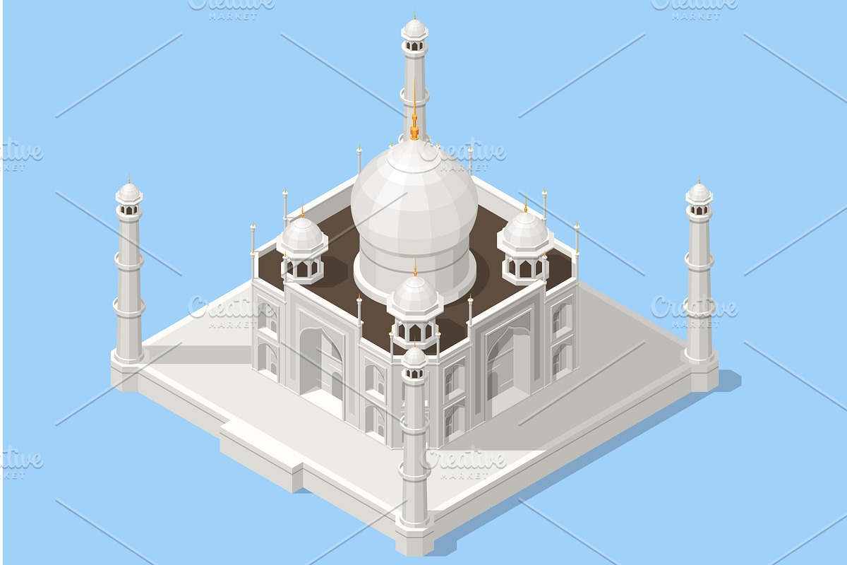 Isometric illustration of the Taj, an Object Illustration by Golden Sikorka