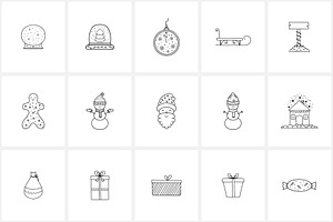 100 Hand Drawn Christmas Elements