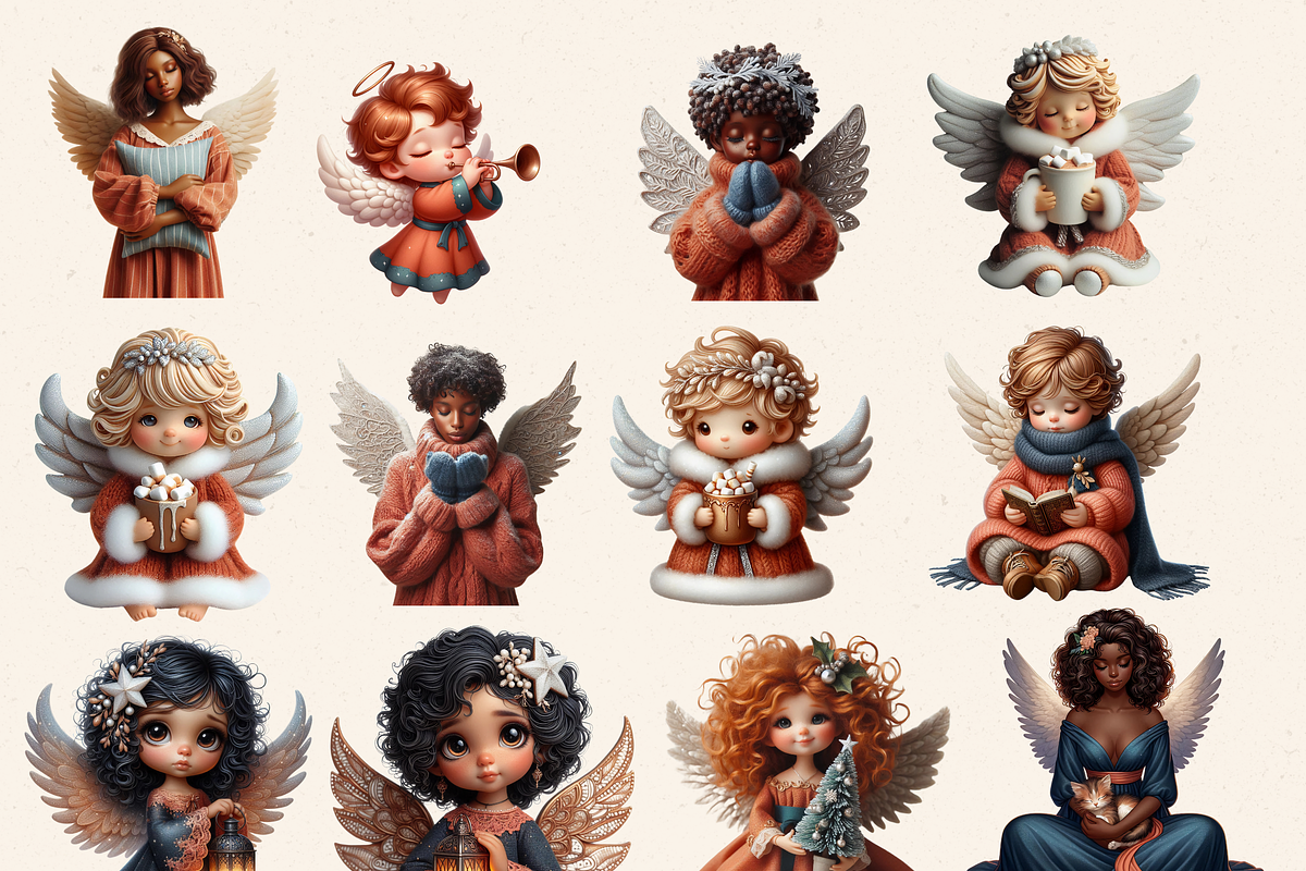 TERRACOTTA ANGELS CLIPART PACK, a Person Illustration by Daring Digies (Photo 2 of 7)