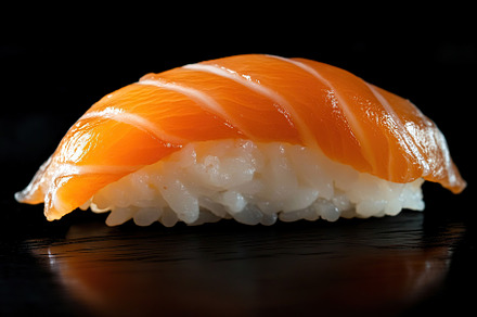 Fresh tasty sushi roll with salmon, japanese cuisine, a Food & Drink Photo by AlyaAnd